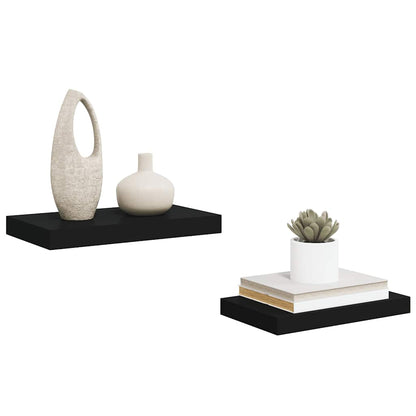 Floating Wall Shelves 2 pcs Black 40x23x3.8 cm MDF