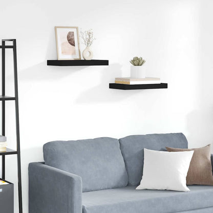 Floating Wall Shelves 2 pcs Black 40x23x3.8 cm MDF