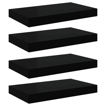 Floating Wall Shelves 4 pcs Black 40x23x3.8 cm MDF