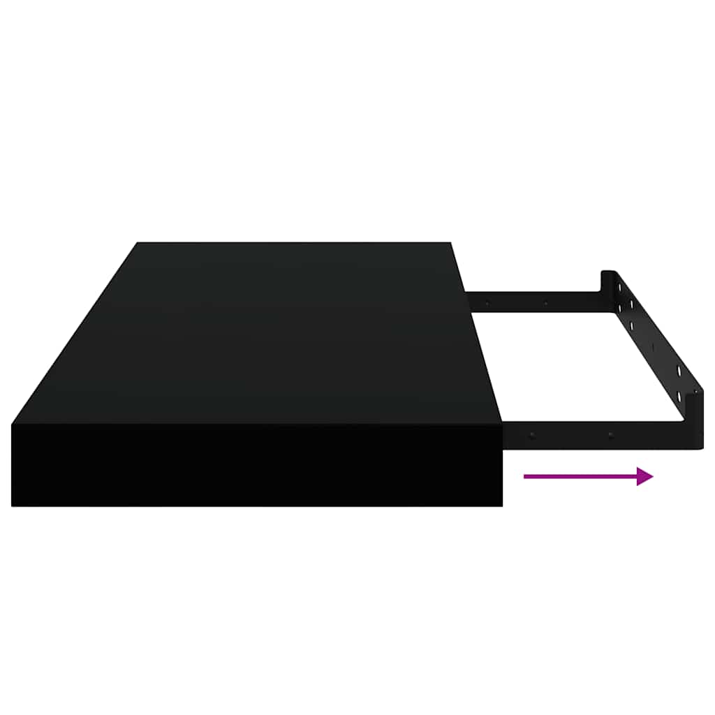 Floating Wall Shelf Black 50x23x3.8 cm MDF