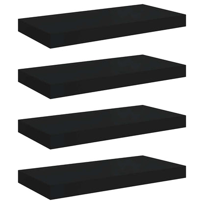 Floating Wall Shelves 4 pcs Black 50x23x3.8 cm MDF