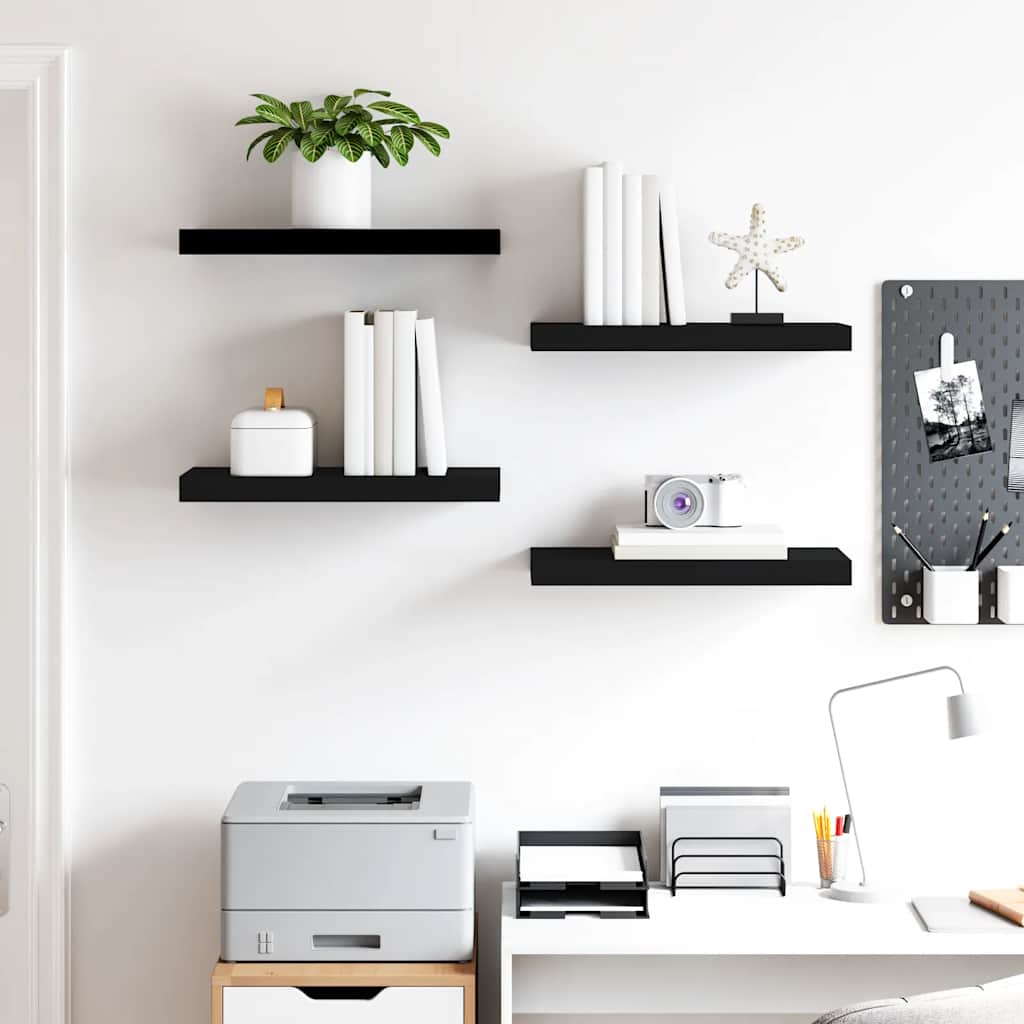 Floating Wall Shelves 4 pcs Black 50x23x3.8 cm MDF