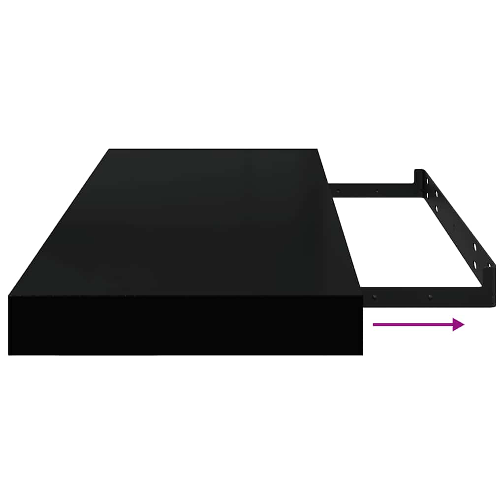 Floating Wall Shelf Black 60x23.5x3.8 cm MDF