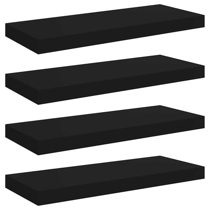 Floating Wall Shelves 4 pcs Black 60x23.5x3.8 cm MDF
