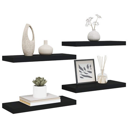 Floating Wall Shelves 4 pcs Black 60x23.5x3.8 cm MDF