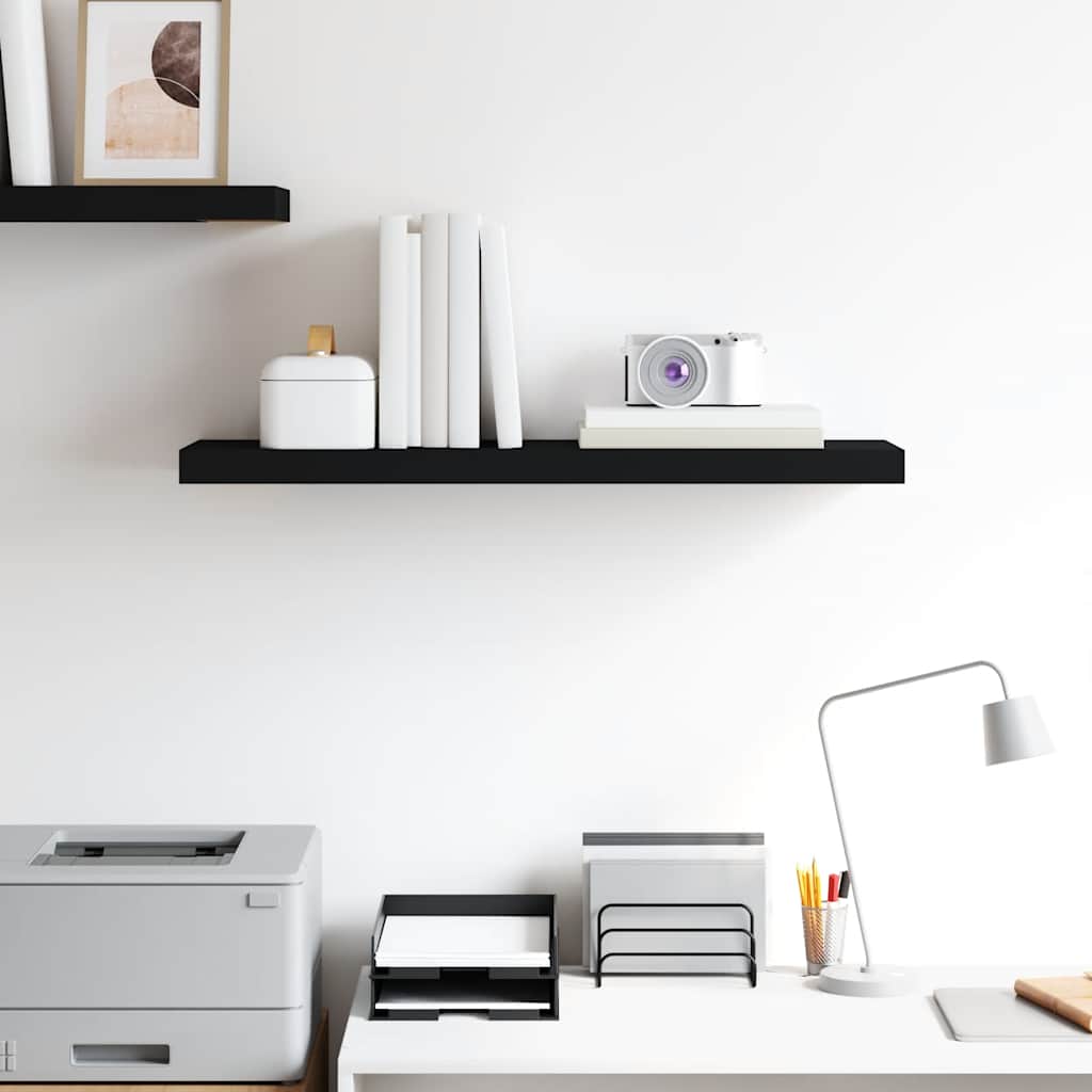 Floating Wall Shelf Black 80x23.5x3.8 cm MDF