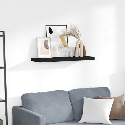 Floating Wall Shelf Black 80x23.5x3.8 cm MDF