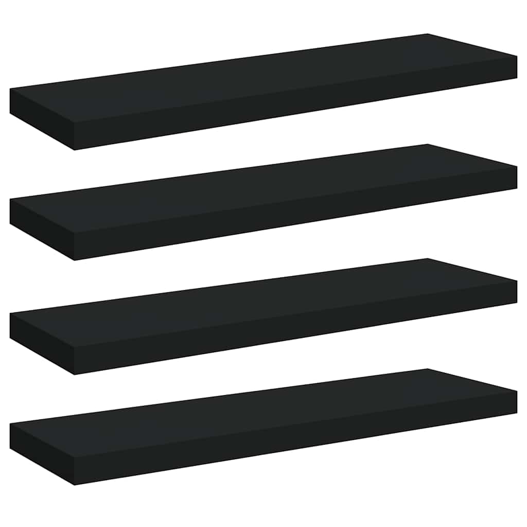 Floating Wall Shelves 4 pcs Black 80x23.5x3.8 cm MDF