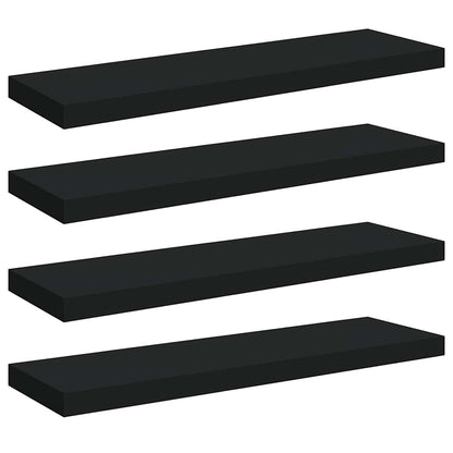 Floating Wall Shelves 4 pcs Black 80x23.5x3.8 cm MDF