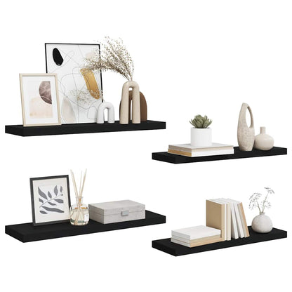 Floating Wall Shelves 4 pcs Black 80x23.5x3.8 cm MDF