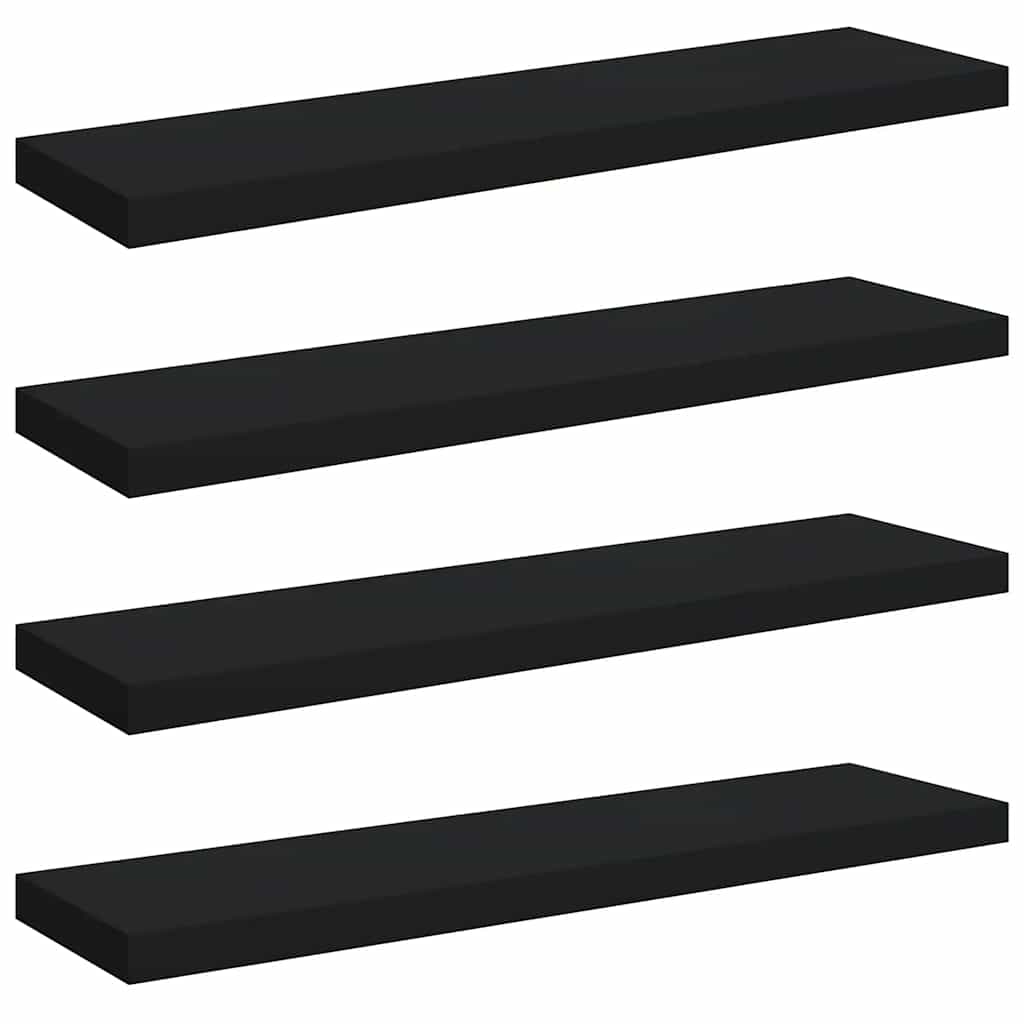 Floating Wall Shelves 4 pcs Black 90x23.5x3.8 cm MDF