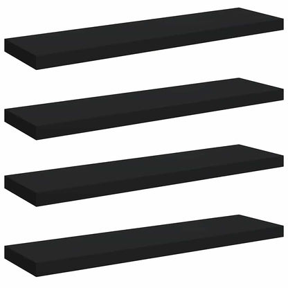 Floating Wall Shelves 4 pcs Black 90x23.5x3.8 cm MDF