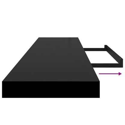 Floating Wall Shelf Black 120x23.5x3.8 cm MDF