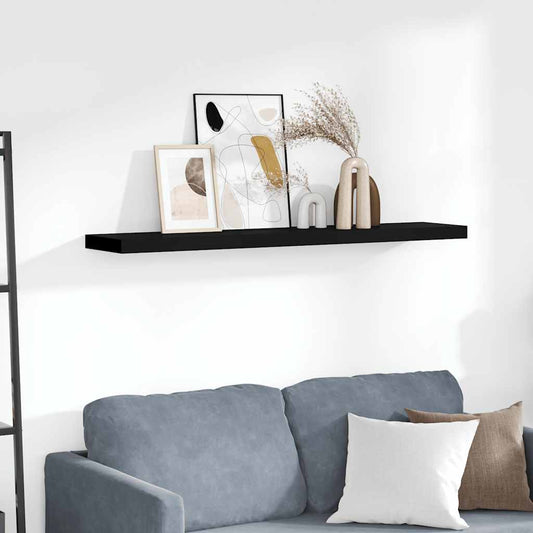 Floating Wall Shelf Black 120x23.5x3.8 cm MDF
