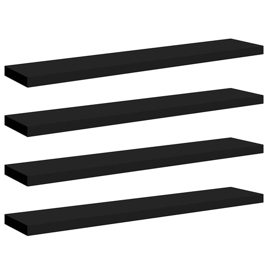 Floating Wall Shelves 4 pcs Black 120x23.5x3.8 cm MDF