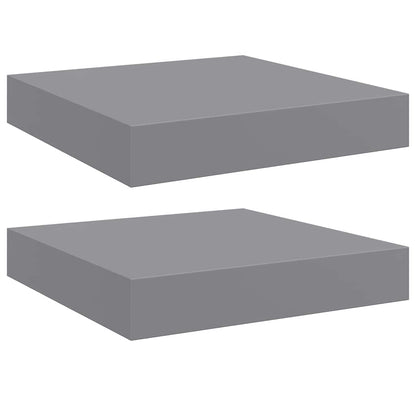 Floating Wall Shelves 2 pcs Grey 23x23.5x3.8 cm MDF