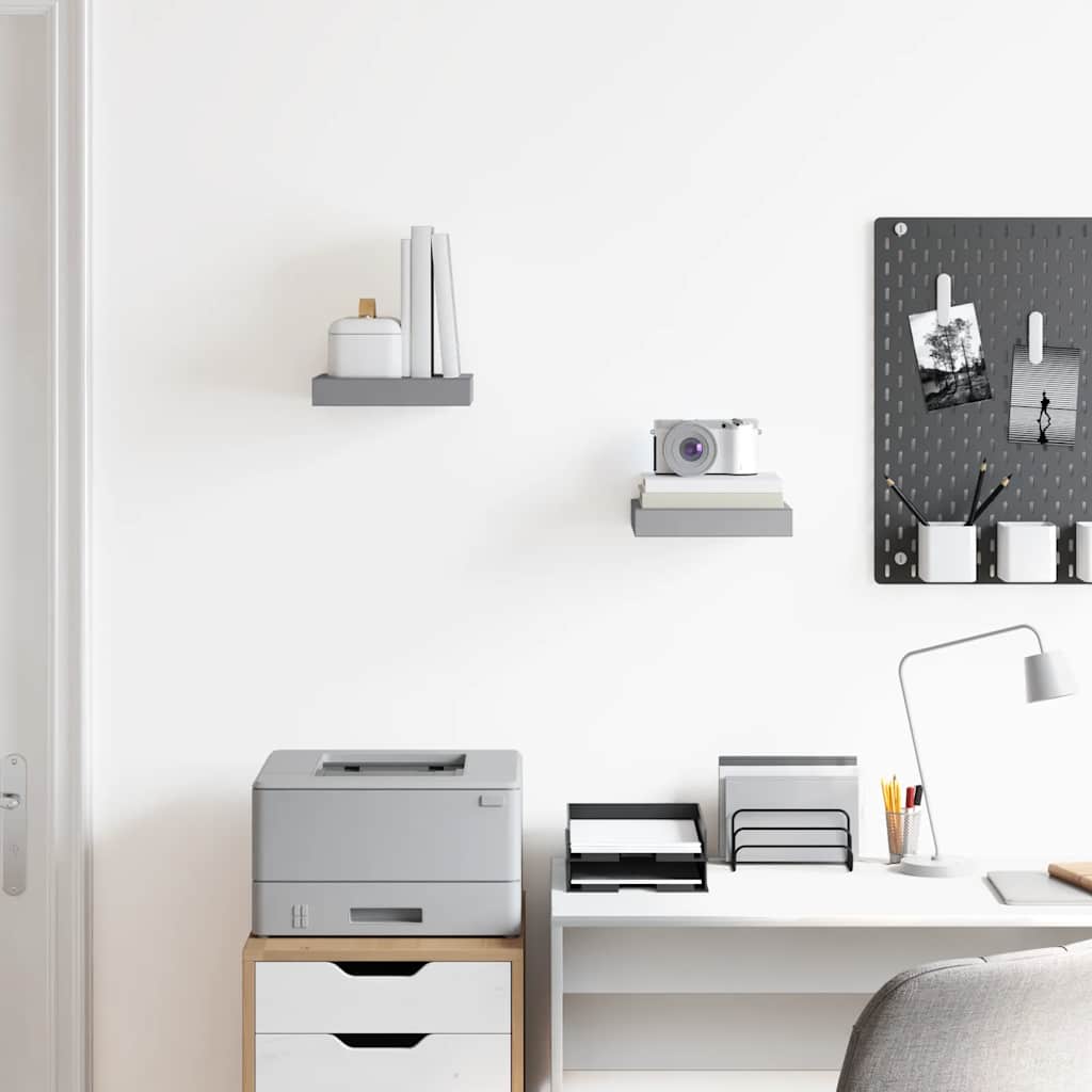 Floating Wall Shelves 2 pcs Grey 23x23.5x3.8 cm MDF