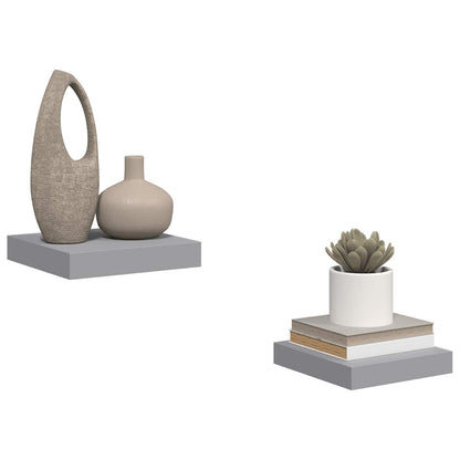 Floating Wall Shelves 2 pcs Grey 23x23.5x3.8 cm MDF