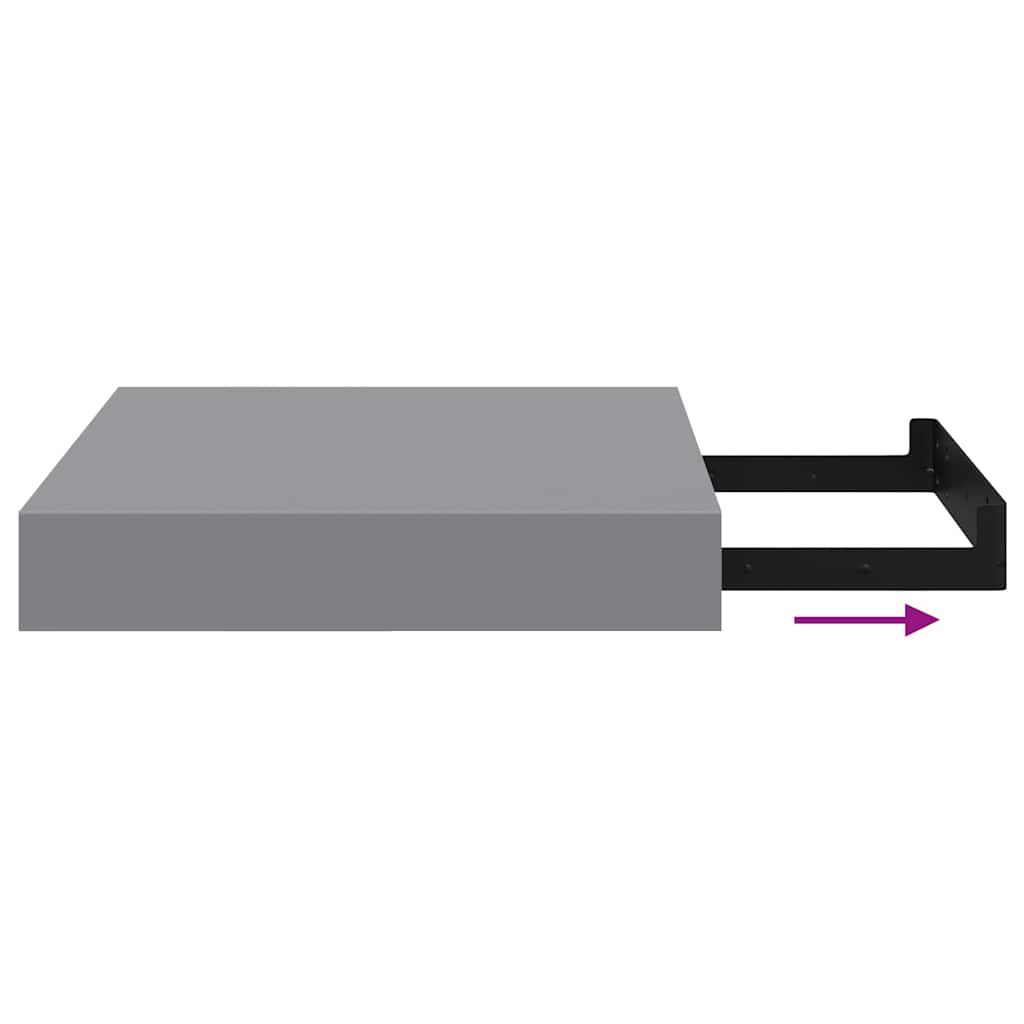 Floating Wall Shelves 2 pcs Grey 23x23.5x3.8 cm MDF