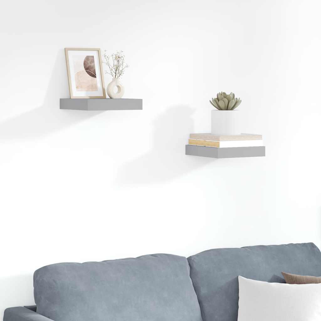Floating Wall Shelves 2 pcs Grey 23x23.5x3.8 cm MDF
