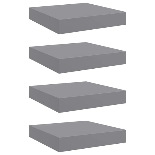 Floating Wall Shelves 4 pcs Grey 23x23.5x3.8 cm MDF