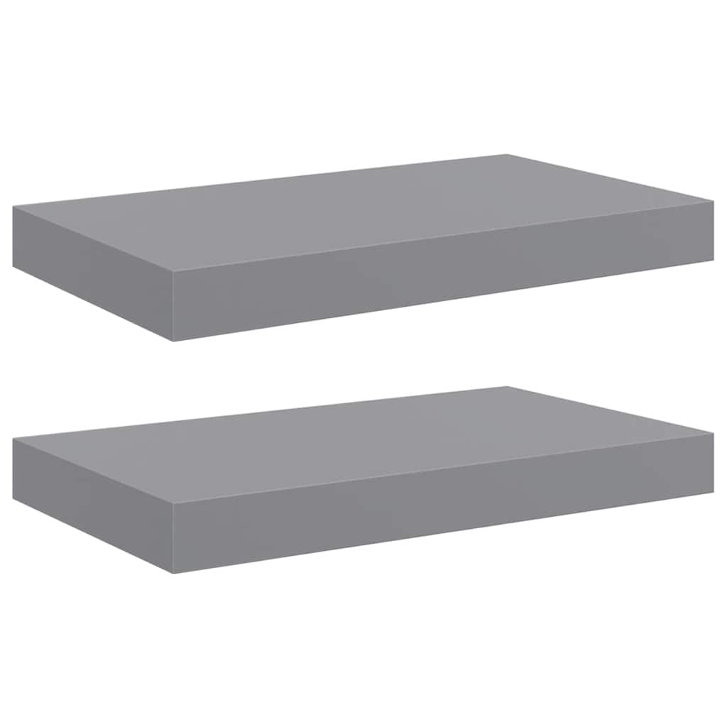 Floating Wall Shelves 2 pcs Grey 40x23.5x3.8 cm MDF