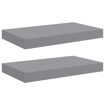 Floating Wall Shelves 2 pcs Grey 40x23.5x3.8 cm MDF
