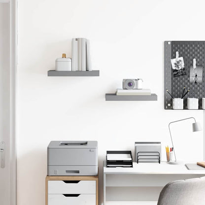 Floating Wall Shelves 2 pcs Grey 40x23.5x3.8 cm MDF