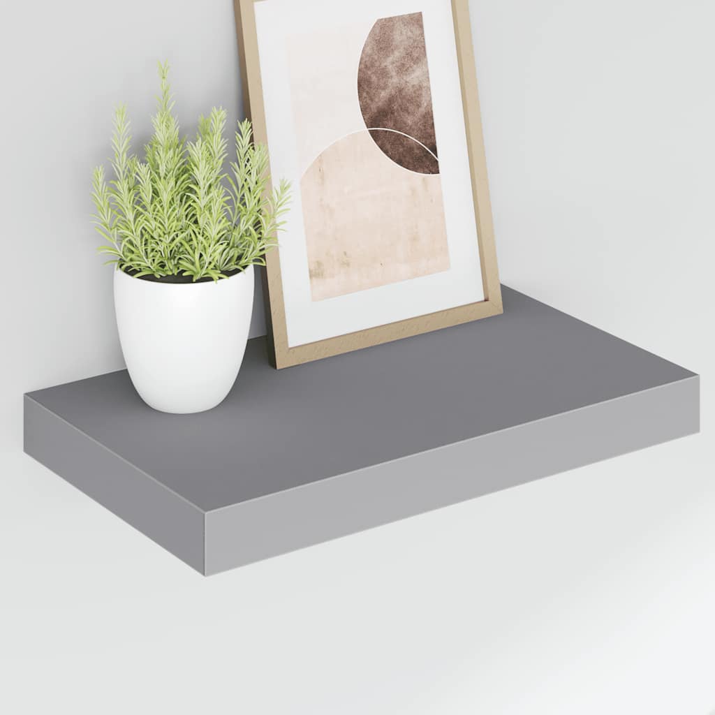 Floating Wall Shelves 2 pcs Grey 40x23.5x3.8 cm MDF