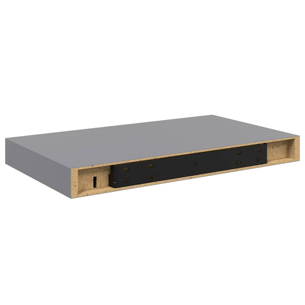 Floating Wall Shelves 2 pcs Grey 40x23x3.8 cm MDF
