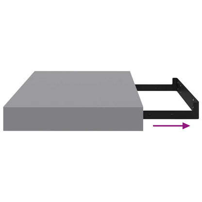Floating Wall Shelves 2 pcs Grey 40x23x3.8 cm MDF