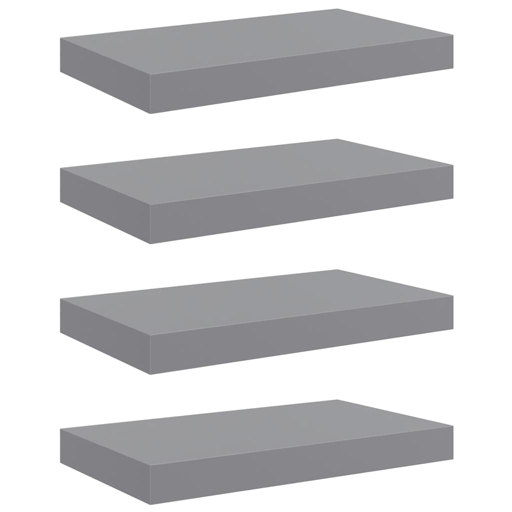 Floating Wall Shelves 4 pcs Grey 40x23.5x3.8 cm MDF