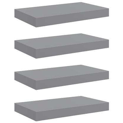 Floating Wall Shelves 4 pcs Grey 40x23.5x3.8 cm MDF