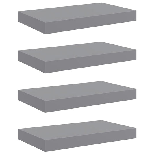 Floating Wall Shelves 4 pcs Grey 40x23.5x3.8 cm MDF