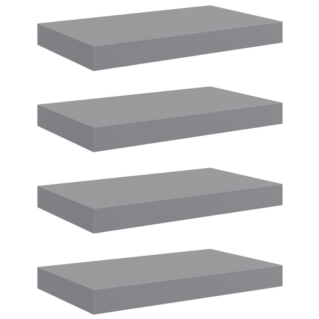 Floating Wall Shelves 4 pcs Grey 40x23x3.8 cm MDF