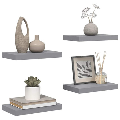 Floating Wall Shelves 4 pcs Grey 40x23.5x3.8 cm MDF