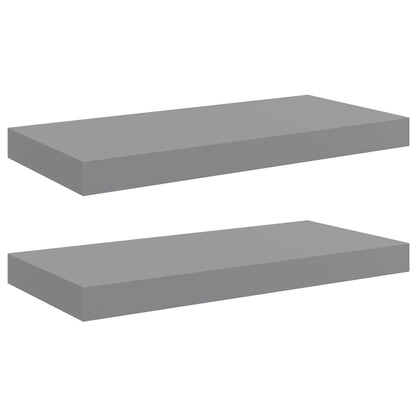 Floating Wall Shelves 2 pcs Grey 50x23x3.8 cm MDF