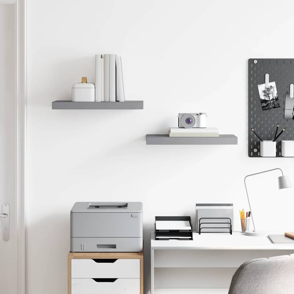 Floating Wall Shelves 2 pcs Grey 50x23.5x3.8 cm MDF