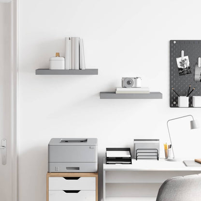 Floating Wall Shelves 2 pcs Grey 50x23x3.8 cm MDF