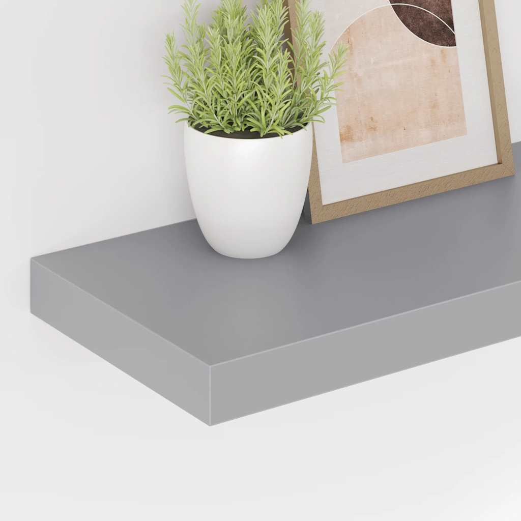 Floating Wall Shelves 2 pcs Grey 50x23.5x3.8 cm MDF