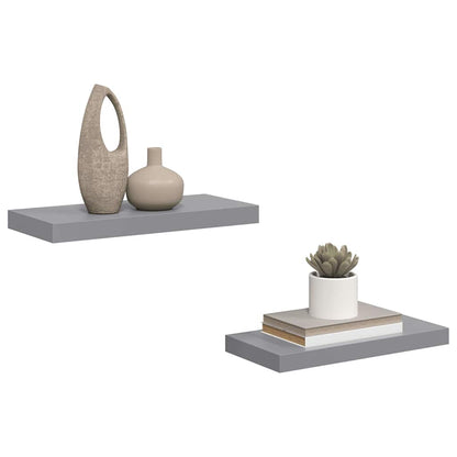 Floating Wall Shelves 2 pcs Grey 50x23x3.8 cm MDF