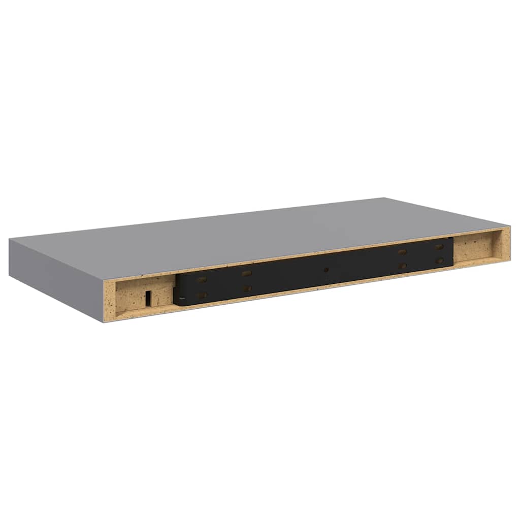 Floating Wall Shelves 2 pcs Grey 50x23x3.8 cm MDF