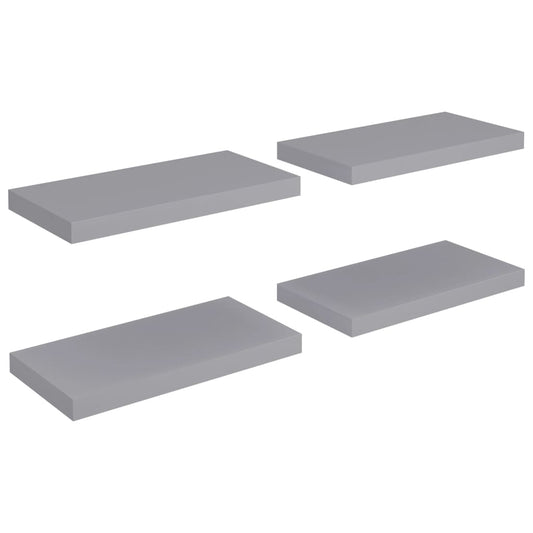 Floating Wall Shelves 4 pcs Grey 50x23x3.8 cm MDF
