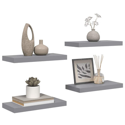 Floating Wall Shelves 4 pcs Grey 50x23x3.8 cm MDF