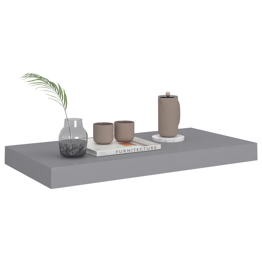 Floating Wall Shelves 4 pcs Grey 50x23x3.8 cm MDF