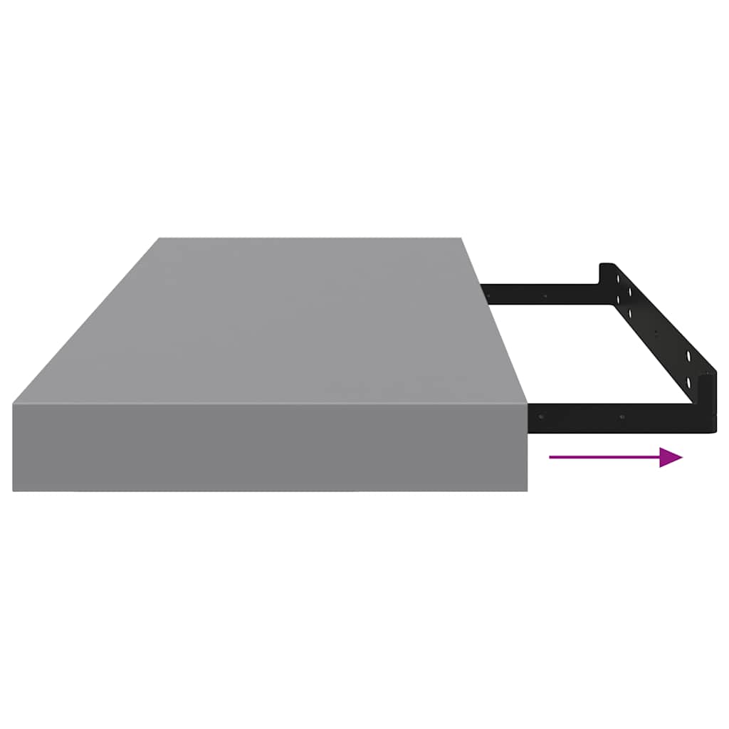 Floating Wall Shelf Grey 60x23.5x3.8 cm MDF