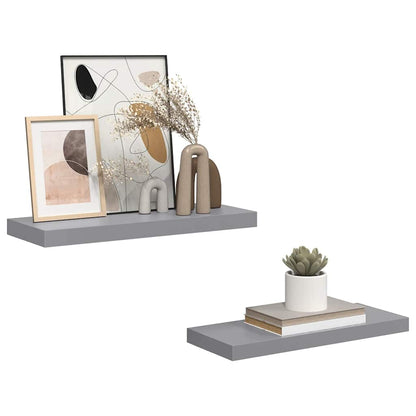 Floating Wall Shelves 2 pcs Grey 60x23.5x3.8 cm MDF