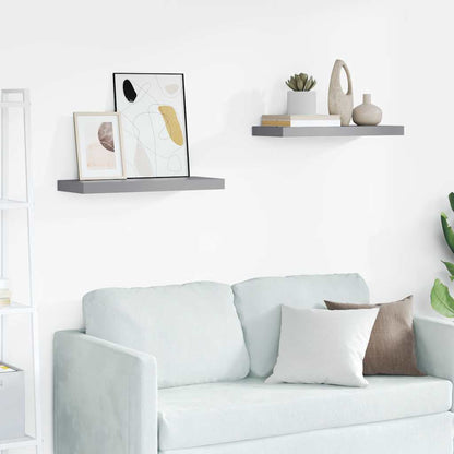 Floating Wall Shelves 2 pcs Grey 60x23.5x3.8 cm MDF