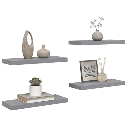 Floating Wall Shelves 4 pcs Grey 60x23.5x3.8 cm MDF