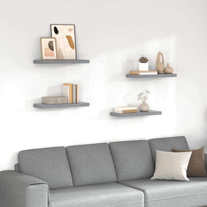 Floating Wall Shelves 4 pcs Grey 60x23.5x3.8 cm MDF